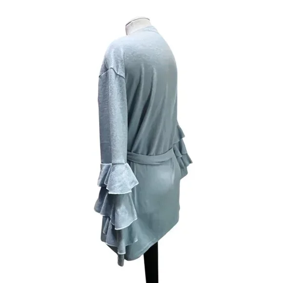Simply Southern Fleece Ruffled Belted Long Sleeve Cardigan Sz Large Womens Soft - Picture 5 of 10